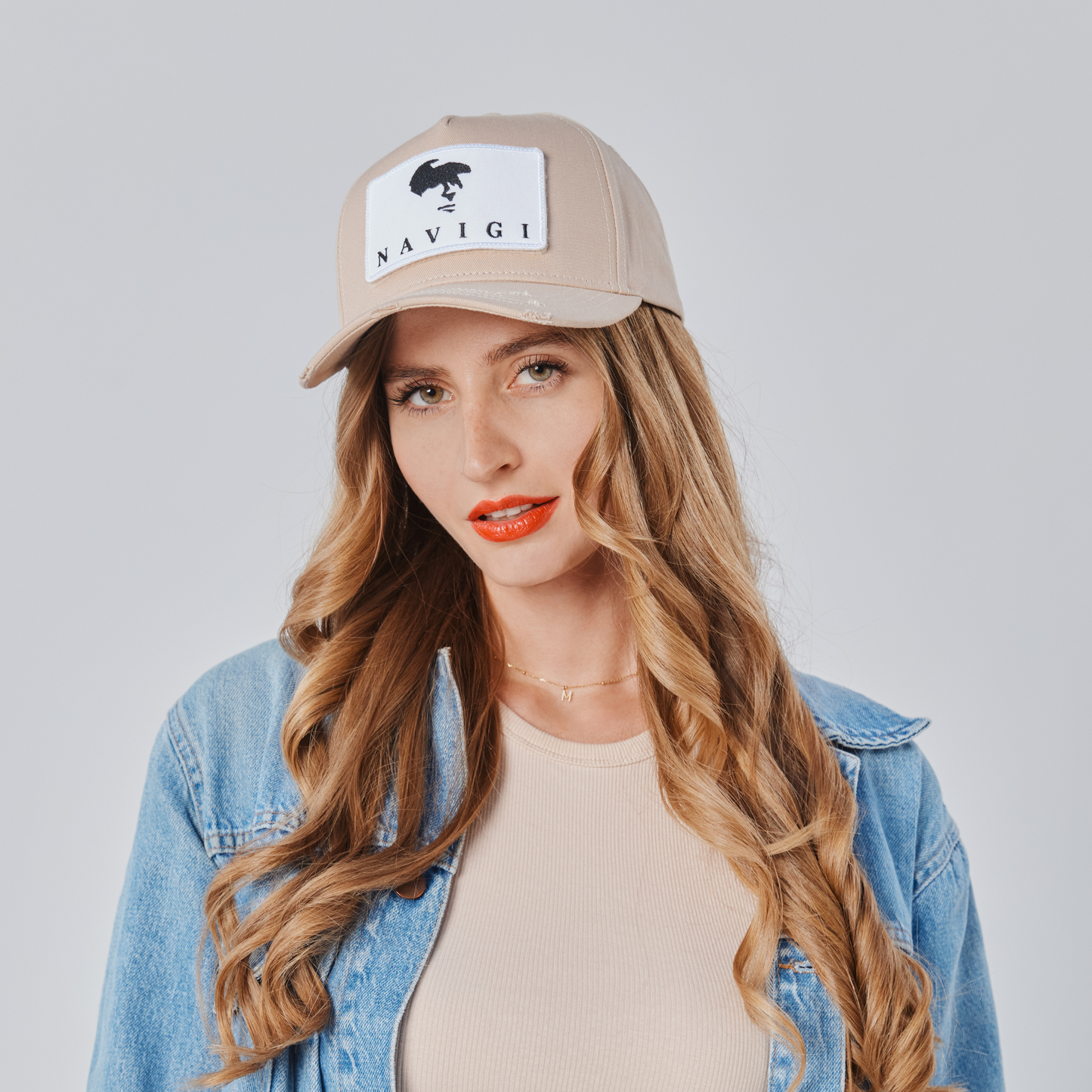 Baseball Cap Beige mit wandelbarem Patch