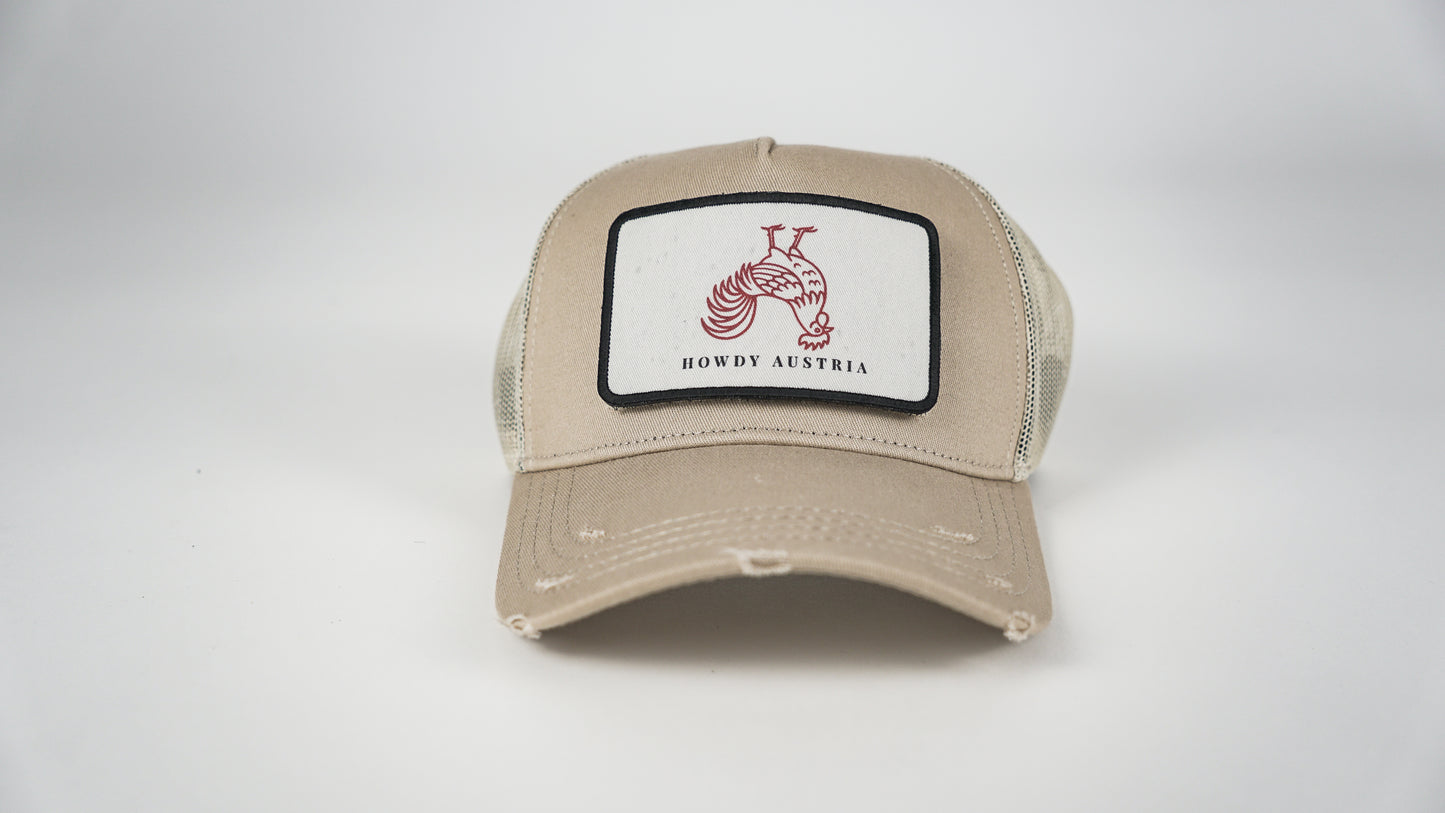 Trucker Cap Beige Inverted Chicken