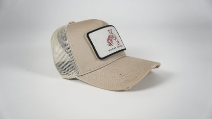 Trucker Cap Beige Inverted Chicken
