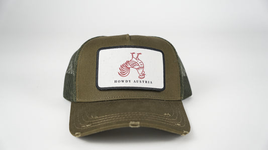 Trucker Cap Army Green Howdy Austria Inverted Chicken