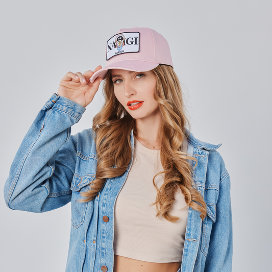 Baseball cap pink with convertible patch